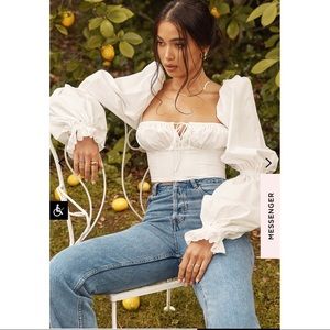 House of cb Millicent WHITE POPLIN CROP CORSET TOP